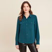 Chemise manches longues bleu canard femme