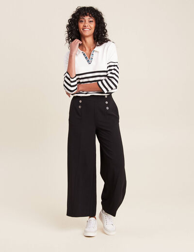 Pantalon carotte fluide 7/8ème noir femme