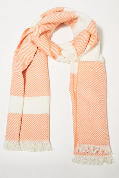 Écharpe à franges orange clair femme