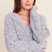 Pull col v bleu roi femme