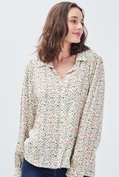Chemise manches longues ecru femme