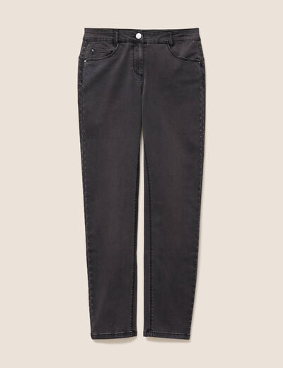 Jean ajusté taille basculée denim gris femme