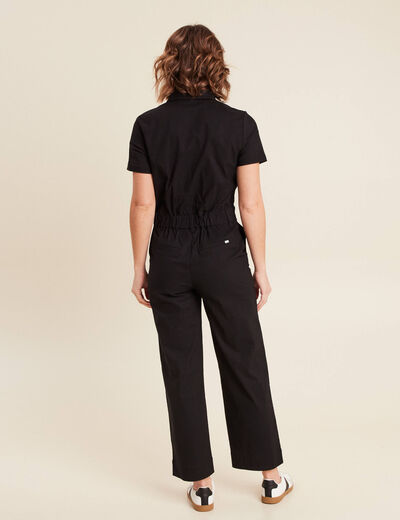 Combinaison pantalon boutonnée noir femme