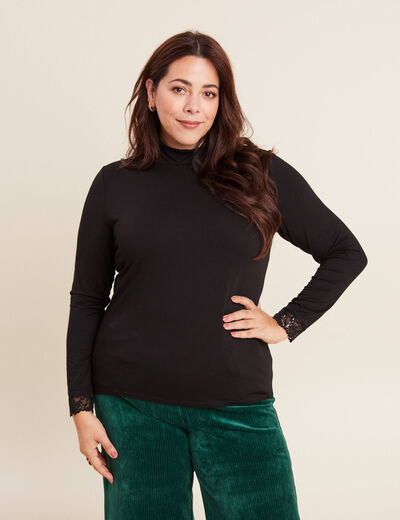 T-shirt thermo-douceur manches longues noir femme