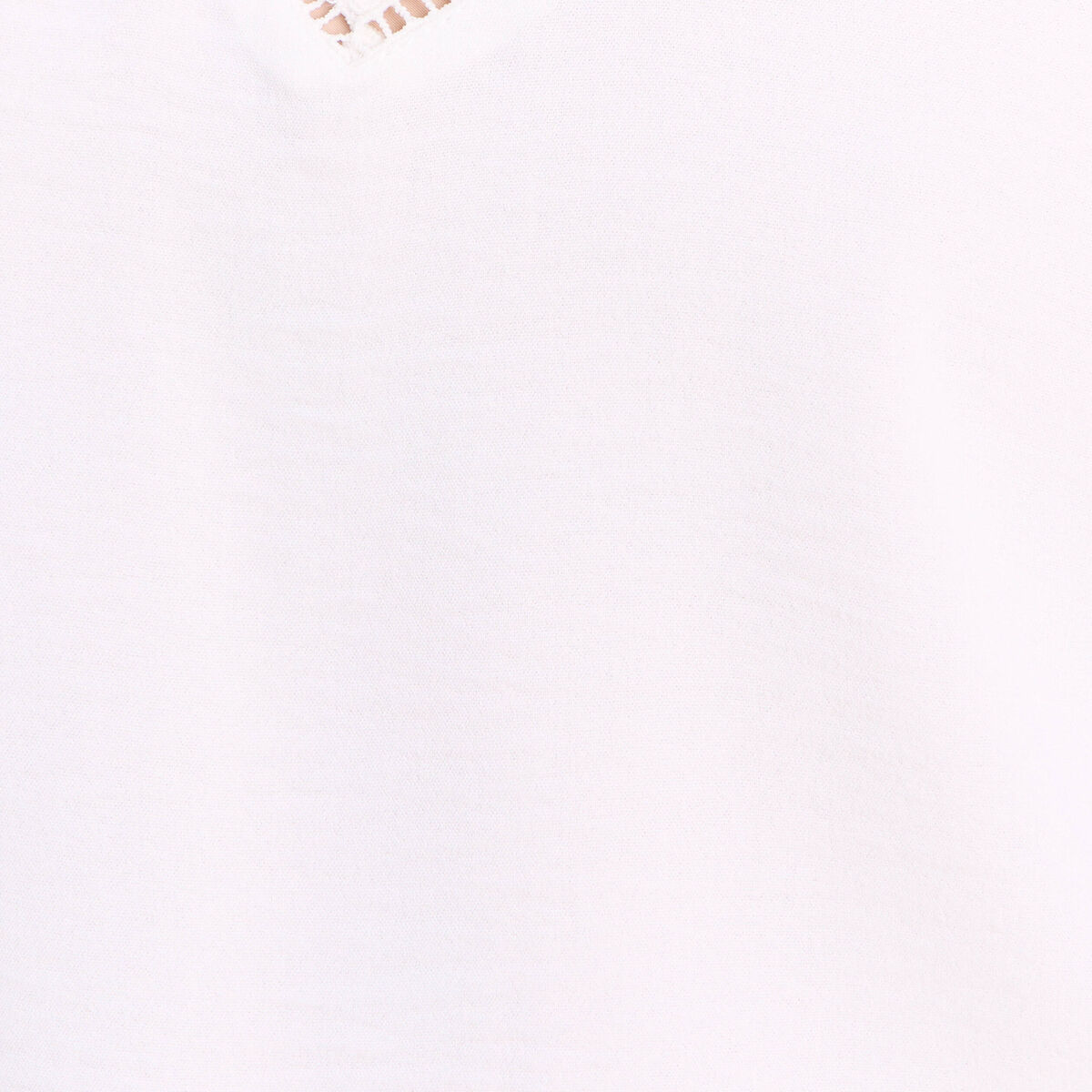Blouse droite manches longues dentelle ecru femme