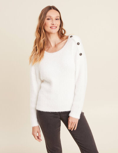 Pull manches longues blanc femme