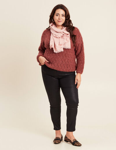 Pull manches longues ajouré couleur cuivre femme