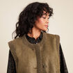 Gilet r&eacute;versible laine mouton vert kaki femme