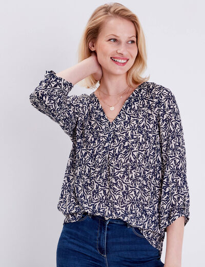 Blouse manches 3/4 noir femme