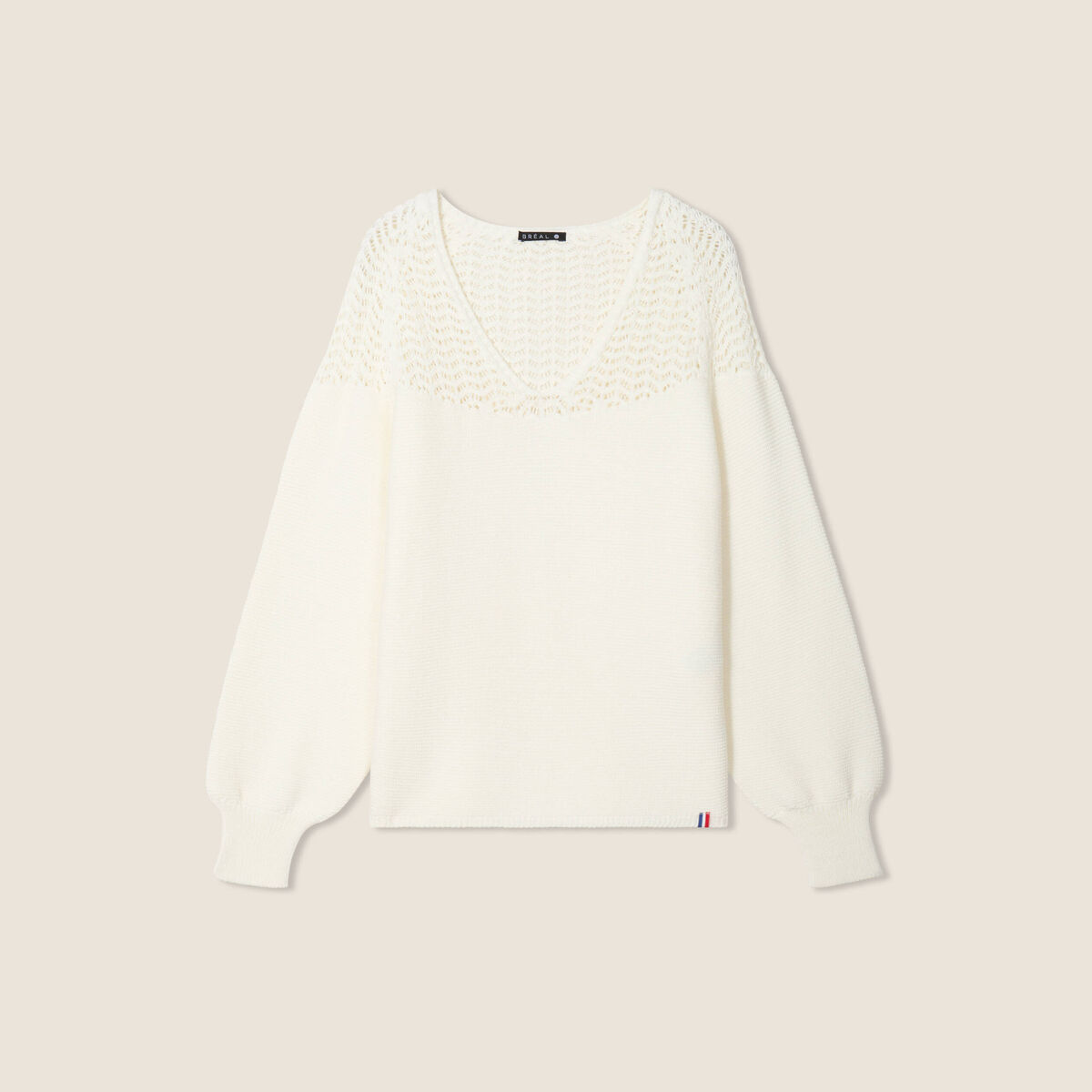 Pull confectionné en France ecru femme
