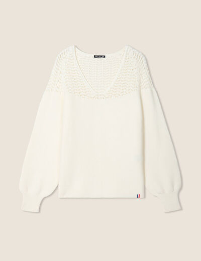 Pull confectionné en France ecru femme