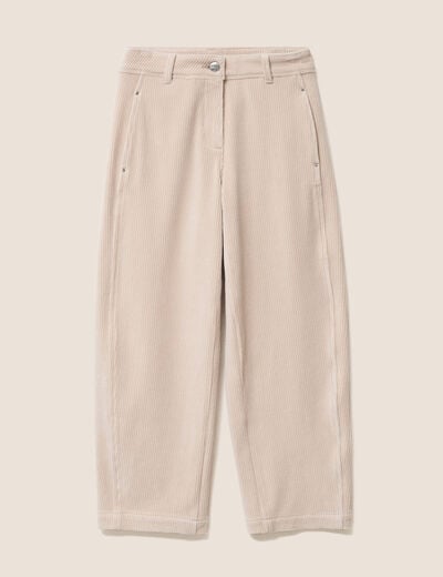 Pantalon boyfriend 7/8&egrave;me velours sable femme
