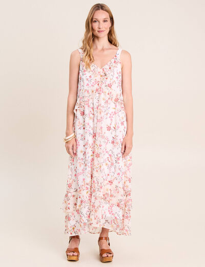 Robe longue &eacute;vas&eacute;e sans manches doubl&eacute;e multicolore femme
