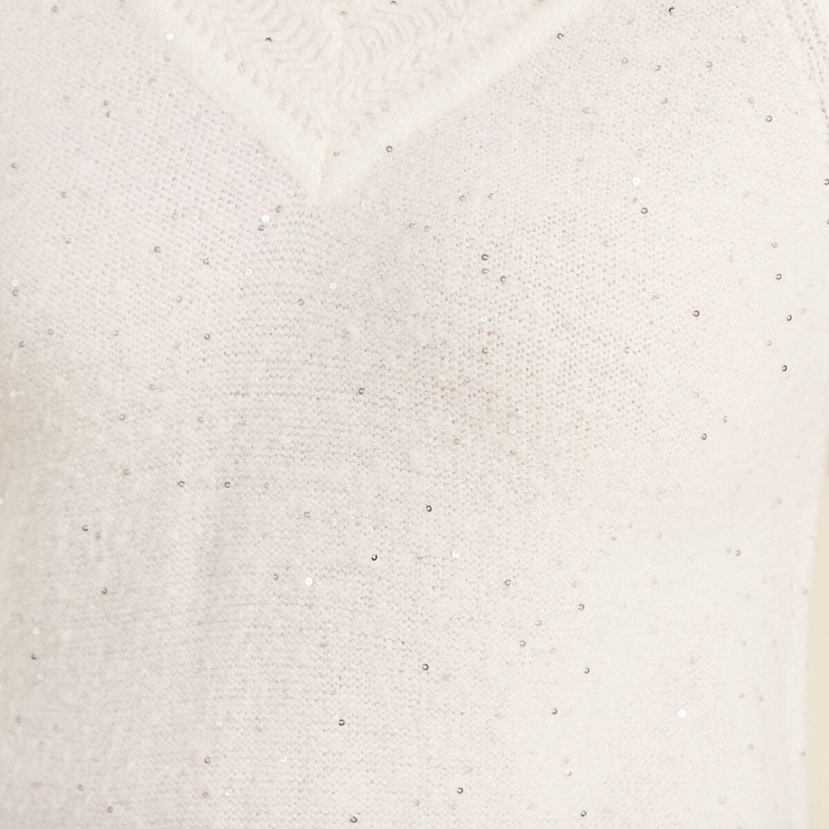 Pull manches longues ecru femme