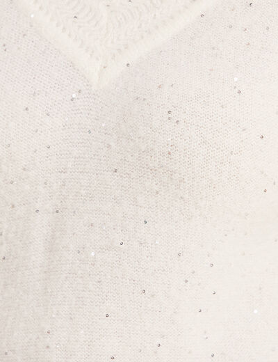 Pull manches longues ecru femme