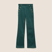 Pantalon coupe bootcut taille haute vert fonc&eacute; femme