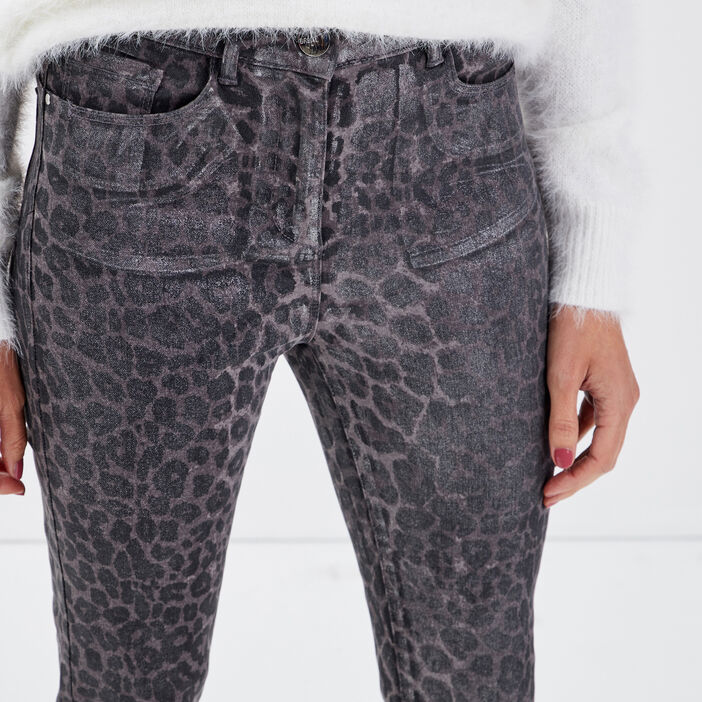 Pantalon ajusté taille haute gris foncé femme