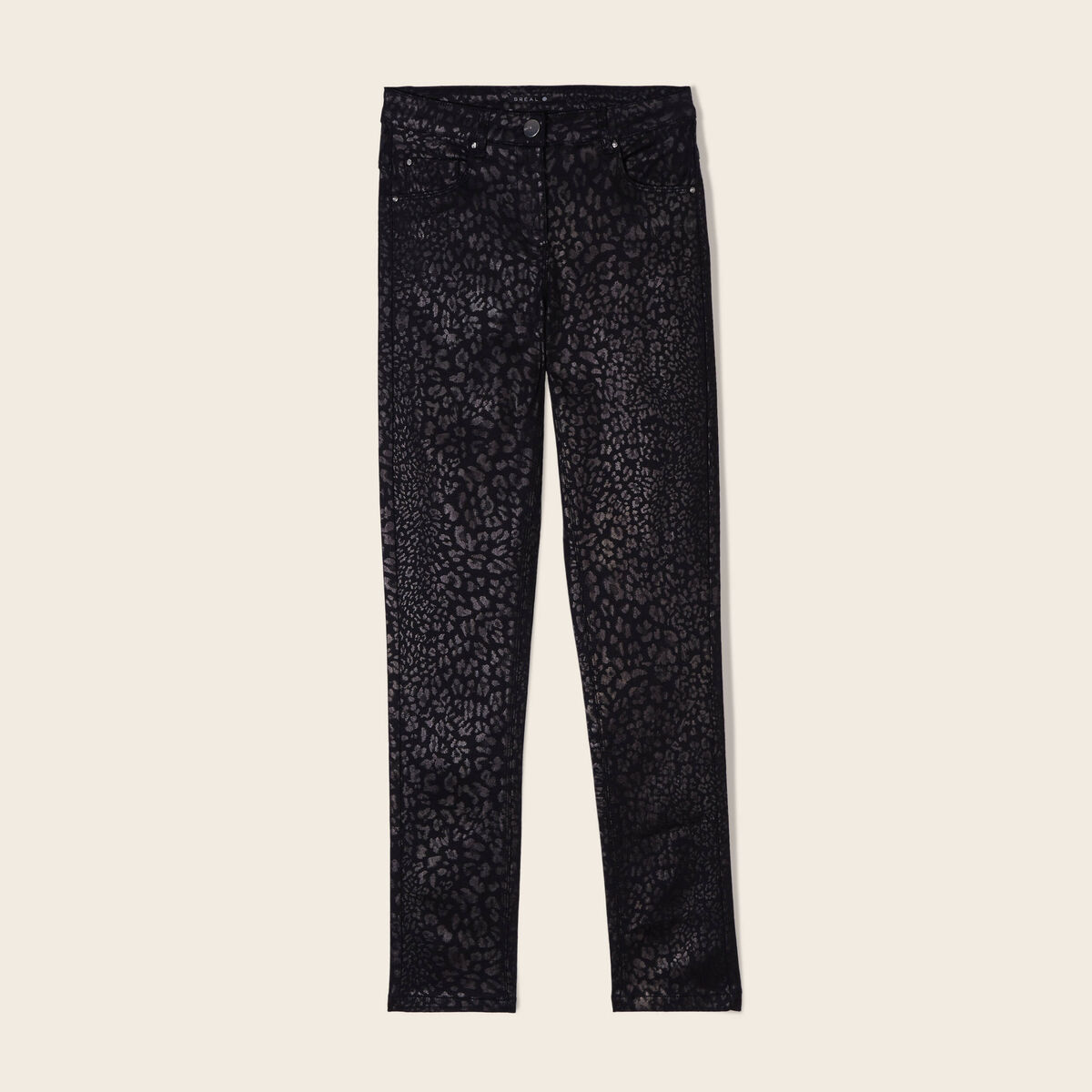 Pantalon ajusté enduit couleur bronze femme