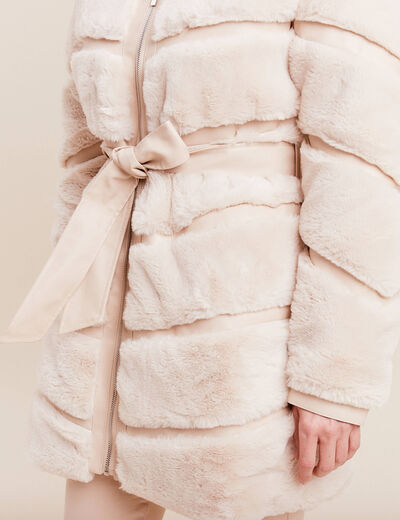 Manteau fausse fourrure ivoire femme