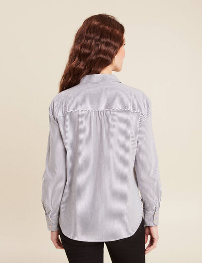 Chemise manches longues bleu foncé femme