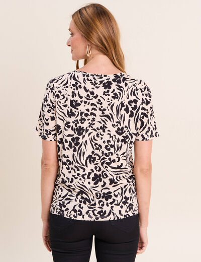 T-shirt col V manches courtes blanc femme