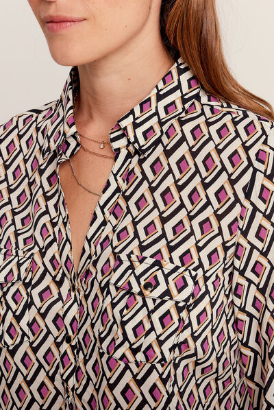 Chemise manches longues rose fushia femme