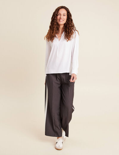 Chemise droite manches longues blanc femme