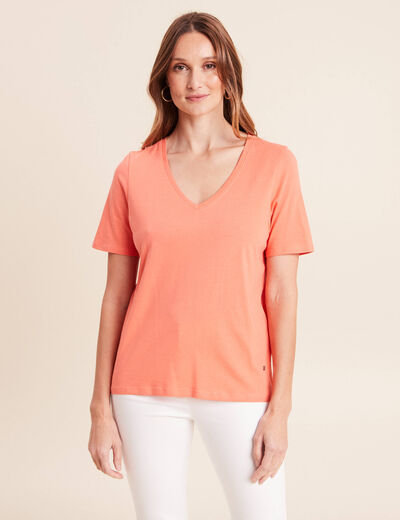 T-shirt manches courtes orange fluo femme