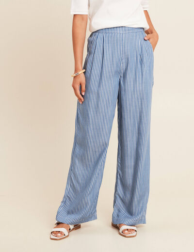 Pantalon large en lyocell bleu femme