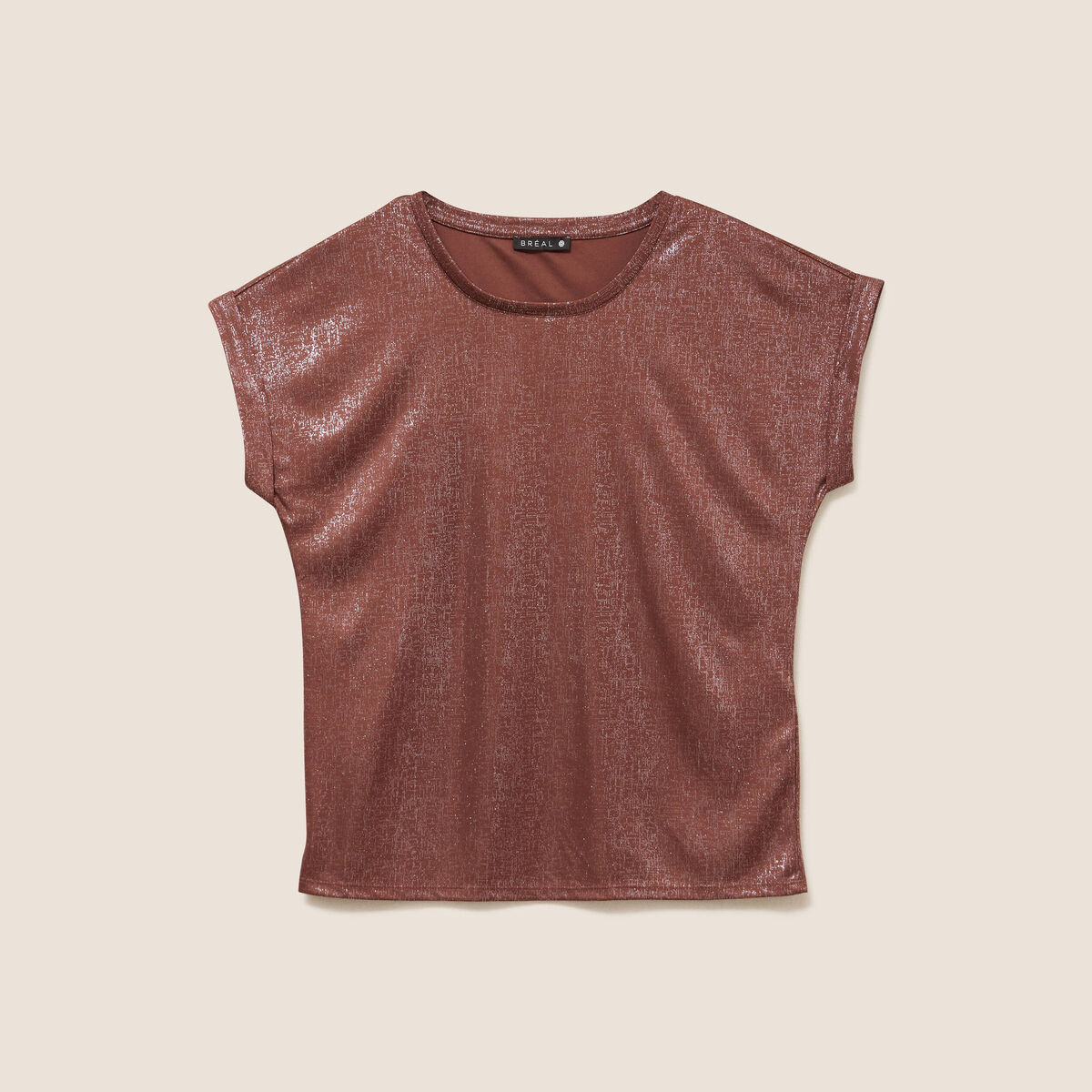 T-shirt manches courtes marron femme