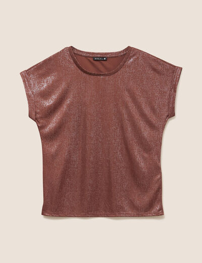 T-shirt manches courtes marron femme