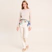 Pull manches longues col rond brillant couleur or femme