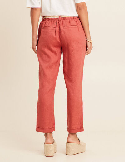 Pantalon flou ceinturé vieux rose femme