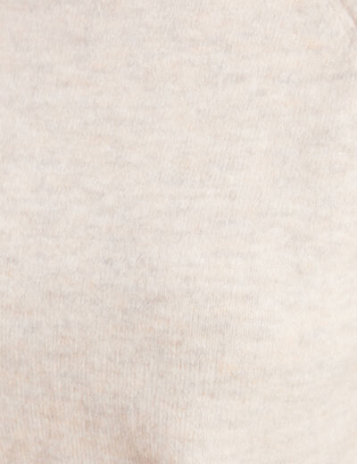 Robe pull droite col montant creme femme