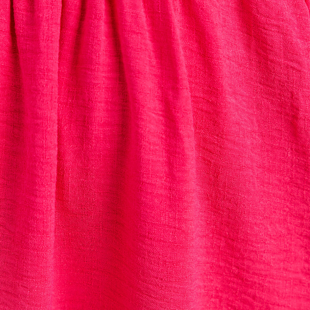 Robe longue &eacute;vas&eacute;e col v manches coudes rose fushia femme
