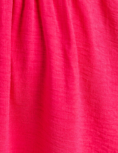 Robe longue &eacute;vas&eacute;e col v manches coudes rose fushia femme