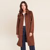 Trench cintr&eacute; long aspect daim marron femme