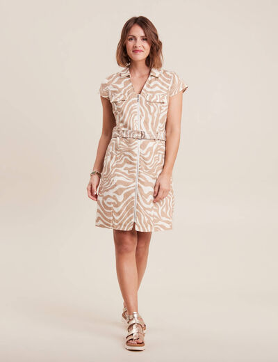 Robe droite zippée beige femme