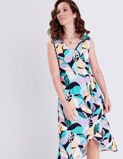 Robe midi portefeuille bleu femme