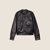 Blouson cintré simili cuir noir femme
