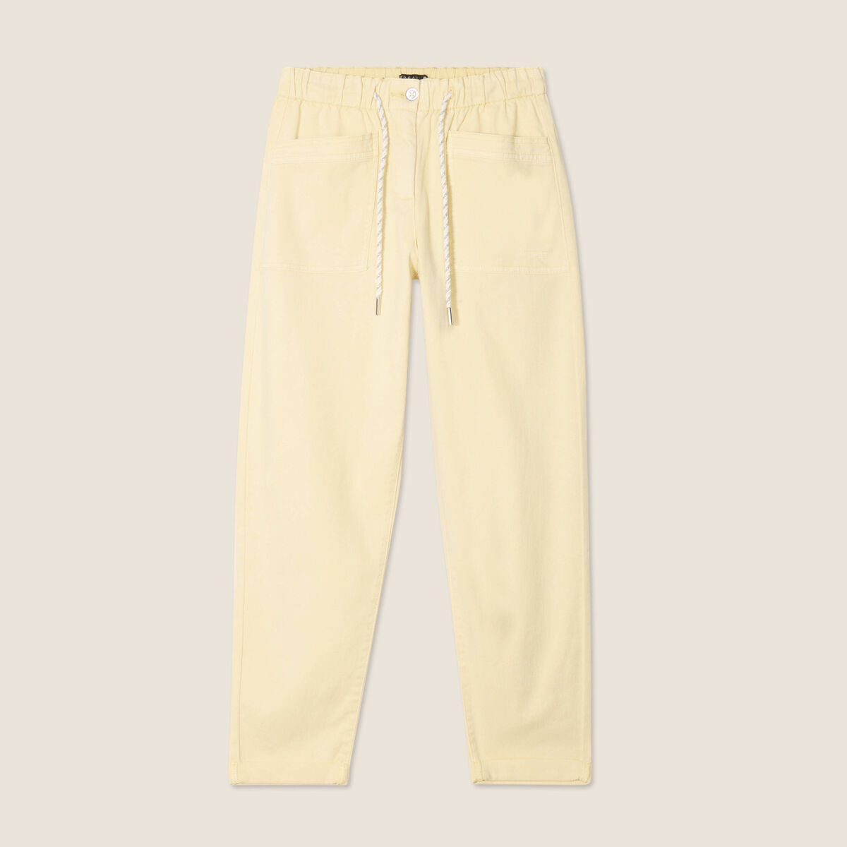 Jean large à coulisse jaune clair femme
