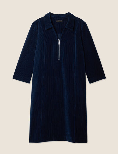 Robe droite velours bleu marine femme
