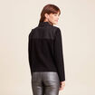 Gilet col rond manches longues strass noir femme