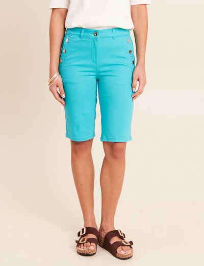 Bermuda ajust&eacute; taille standard vert turquoise femme