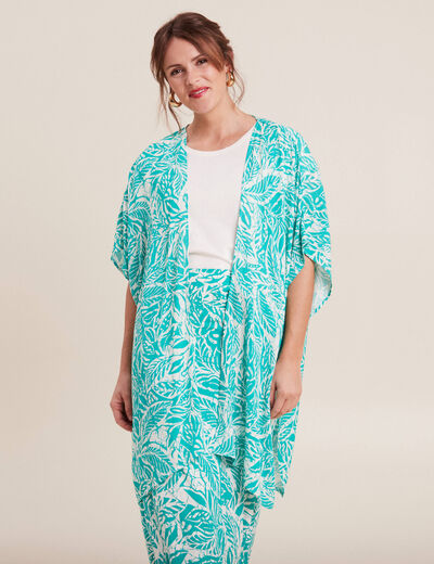 Kimono dos smocké vert émeraude femme