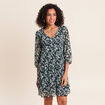 Robe courte &eacute;vas&eacute;e pliss&eacute;e col v vert femme