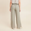 Pantalon large taille haute en lin vert clair femme
