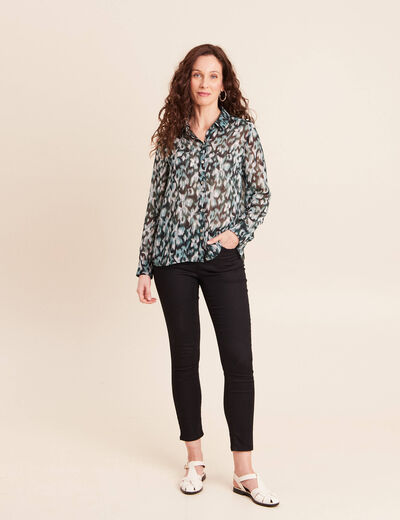 Chemise manches longues en voile vert femme