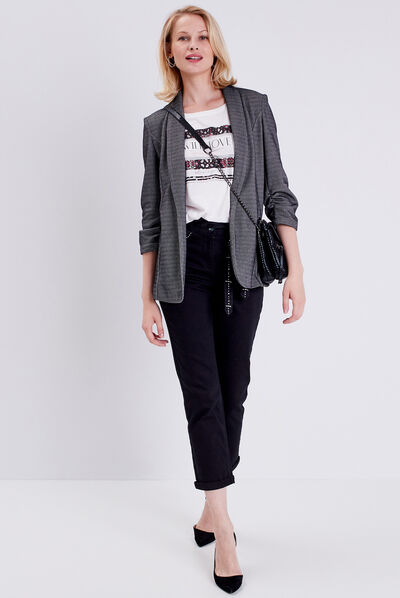 Veste esprit tailleur cintrée noir femme