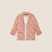 Veste longue droite col tailleur orange femme